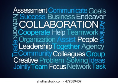 Collaboration Word Cloud On Blue Background Stock Illustration ...