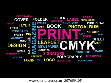 collage different words connected printing business stock