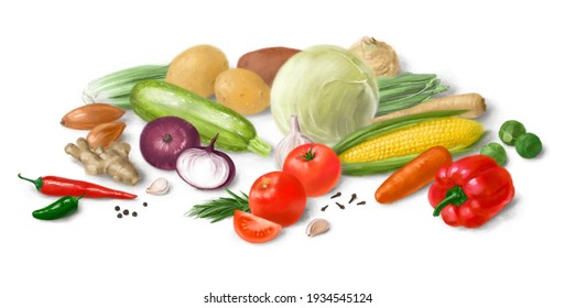 collage of fresh vegetables for layout isolated on white background. - Powered by Shutterstock