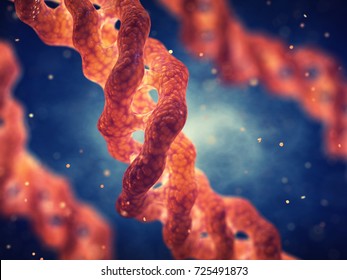 Collagen triple helix molecule , Collagen is the main component of connective tissue , 3d illustration