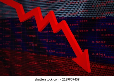 Collapse Of Russian Economy, Stock Market And Currency. Illustration Of Financial Crisis After International Sanctions Towards Russia.