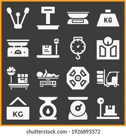 Collection Of 16 Troy Filled Icons Included Weight, Rack, Scale, Balance, Weighlifter, Baby Weight