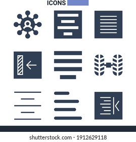 Collection Of 9 Aligned Filled Icons Included Center Alignment, Alignment