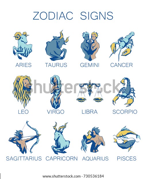 Collection All Zodiac Signs Illustration Twelve Stock Illustration ...