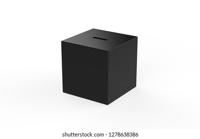 Collection Box On Isolated White Background For Charity, Donation Box Mock Up Template, 3d Illustration