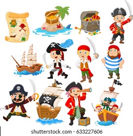Collection of cartoon pirate