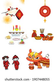 Collection of Chinese New Year decoration elements - Shutterstock ID 1907448055