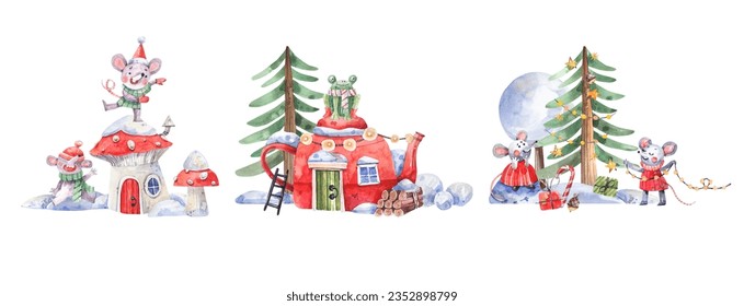 Collection Christmas fairy illustrations