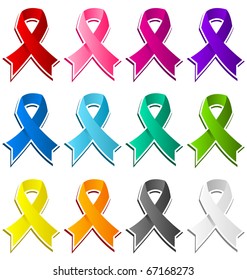 Collection of colorful awareness ribbons.