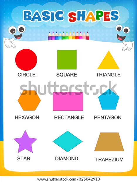 Collection Colorful Geometric Shapes Their Names Stock Illustration ...