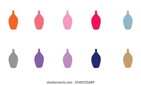 A collection of Colourful Vases, minimalistic boho design. Rustic pottery craft. - Powered by Shutterstock