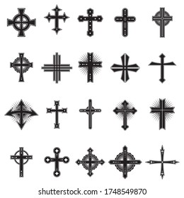 Religious Cross Outline Icons Stock Vector (Royalty Free) 687114325