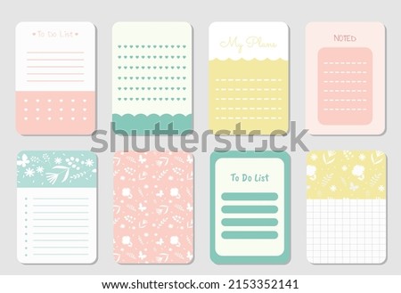 Collection of cute note paper, to do list illustrations