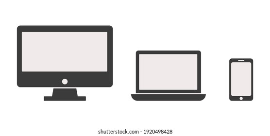 Collection of Desktop computer , laptop tablet and Smartphone icons color editable