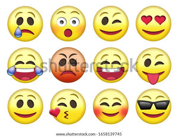 Collection Emoticons Vector Graphics On White Stock Illustration ...