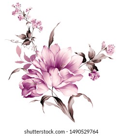 Hand Drawn Chinese Peony Flower Vector Stock Vector (Royalty Free ...