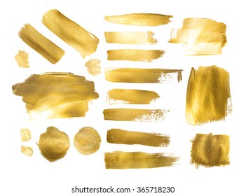 Collection Of Golden Paint Strokes To Make A Background For Your Design