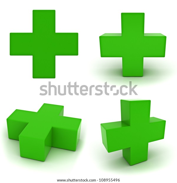 Collection Green Plus Sign Isolated On Stock Illustration 108955496