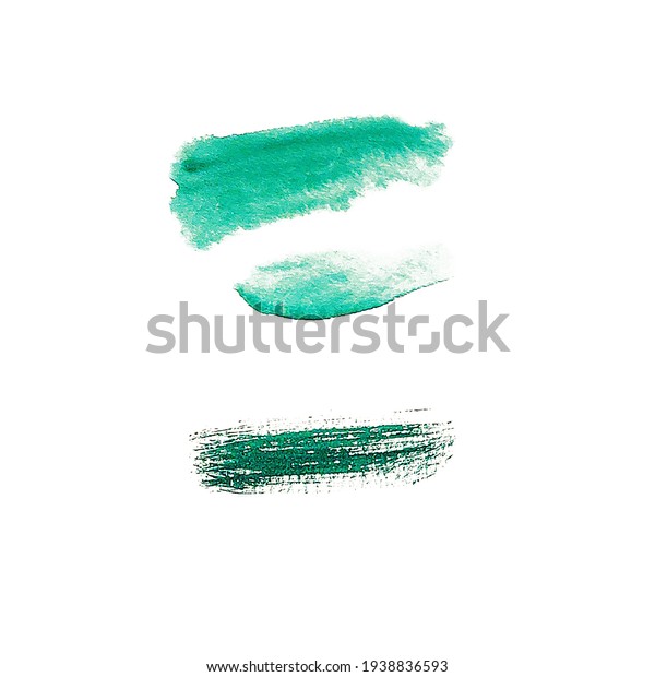 Collection Green Watercolor Brushstroke Stain Isolated Stock ...