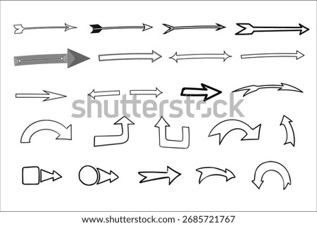 Collection of Hand-Drawn Arrows for Direction and Navigation