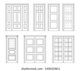 Collection Interior Doors Set Technical Drawing Stock Vector (Royalty ...