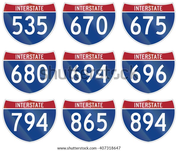 Collection Interstate Highway Shields Used Us Stock Illustration 407318647