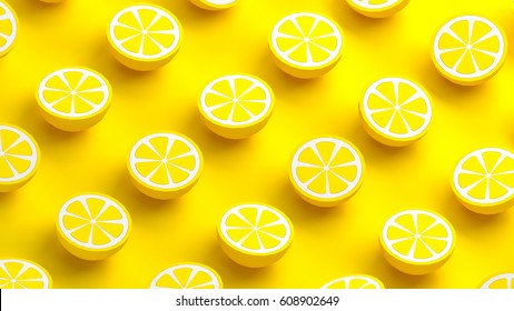 Collection Of Lemon Fruits 3d Illustration