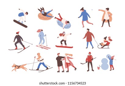 Collection Male Female Cartoon Characters Performing Stock Illustration ...