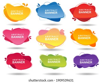 Collection of modern banners with flowing fluid shapes isolated on white background. Template for logo design, flyer or presentation