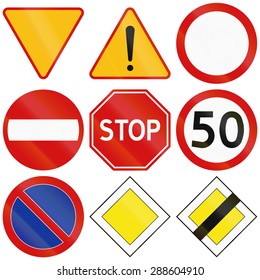 Collection Most Common Traffic Signs Poland Stock Illustration 288604910