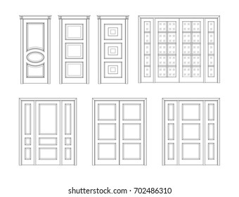 Collection Interior Doors Set Technical Drawing Stock Vector (Royalty ...