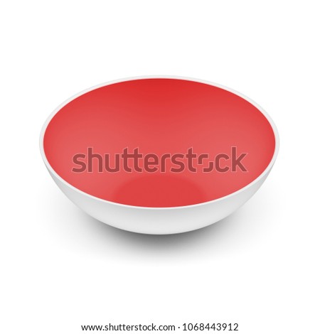 Collection of porcelain objects. Empty rice bowl, isolated on white background. 3D Illustration.