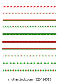 Collection Of Simple Christmas Themed Borders / Divider Graphics Including Holly Border, Candy Cane Pattern, Christmas Trees And More