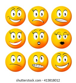 Smileyemoticons Set Yellow Face Emotions Facial Stock Vector (Royalty ...