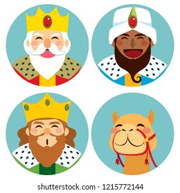 Collection of three wise men avatar expression and funny camel