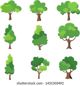 Collection Trees Cartoon Illustrations Can Be Stock Vector (Royalty ...