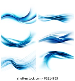 Collection White Abstract Modern Backgrounds With Blue Waves