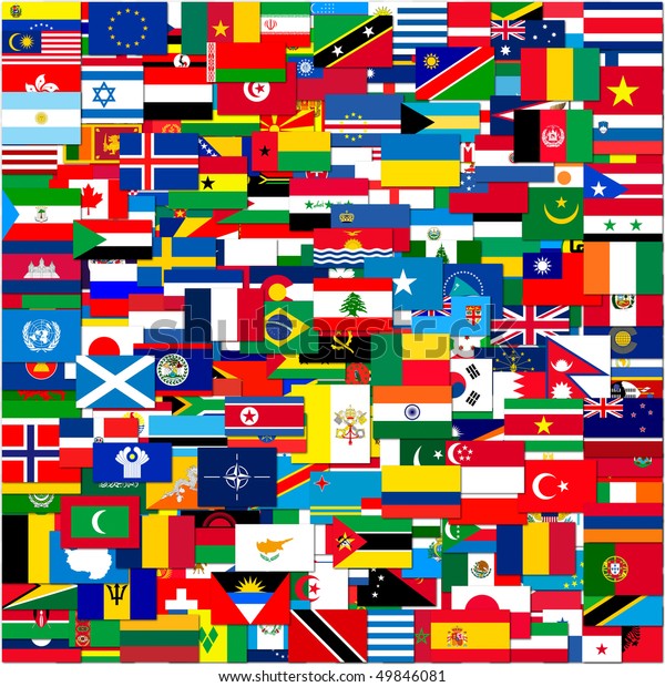 Collection World Flags On White Isolated Stock Illustration 49846081
