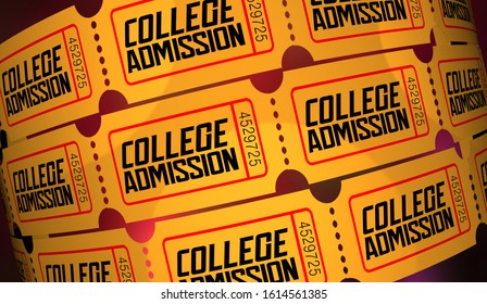 College Admission Student Application Apply Univeristy Ticket Acceptance 3d Illustration