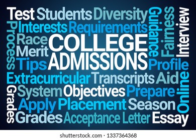 College Admissions Word Cloud On Blue Background