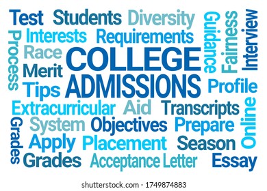 College Admissions Word Cloud On White Background