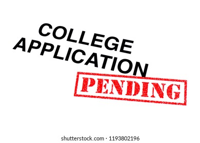 College Application Heading Stamped With A Red PENDING Rubber Stamp. 