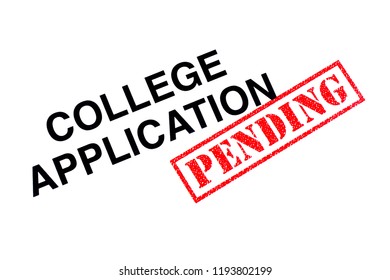 College Application Heading Stamped With A Red PENDING Rubber Stamp. 