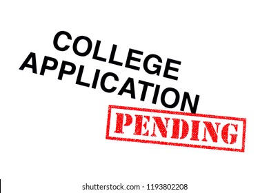 College Application Heading Stamped With A Red PENDING Rubber Stamp. 