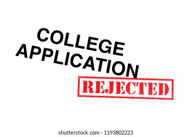 College Application Heading Stamped With A Red REJECTED Rubber Stamp. 