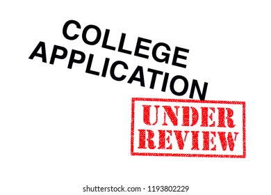 College Application Heading Stamped With A Red UNDER REVIEW Rubber Stamp. 