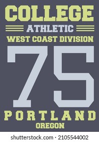 College sports team jersey design - team t-shirt. Portland, Oregon.