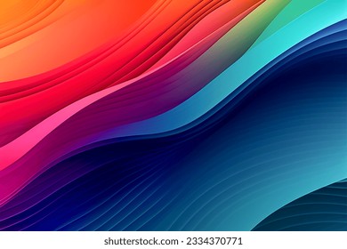 Coloful smooth waves on gradient background , 3d render