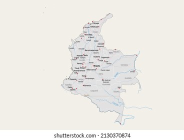 327 River Map Colombia Images Stock Photos Vectors Shutterstock   Colombia Political Map Capital National 260nw 2130370874 