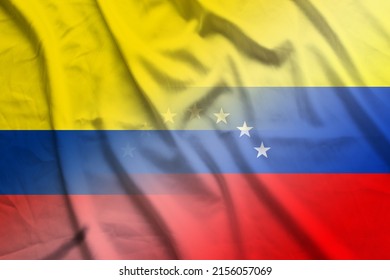 Kolumbien und Venezuela nationale Flagge grenzüberschreitende Verhandlungen VEN COL Banner Land Venezuela Kolumbien Patriotismus. 2D-Bild